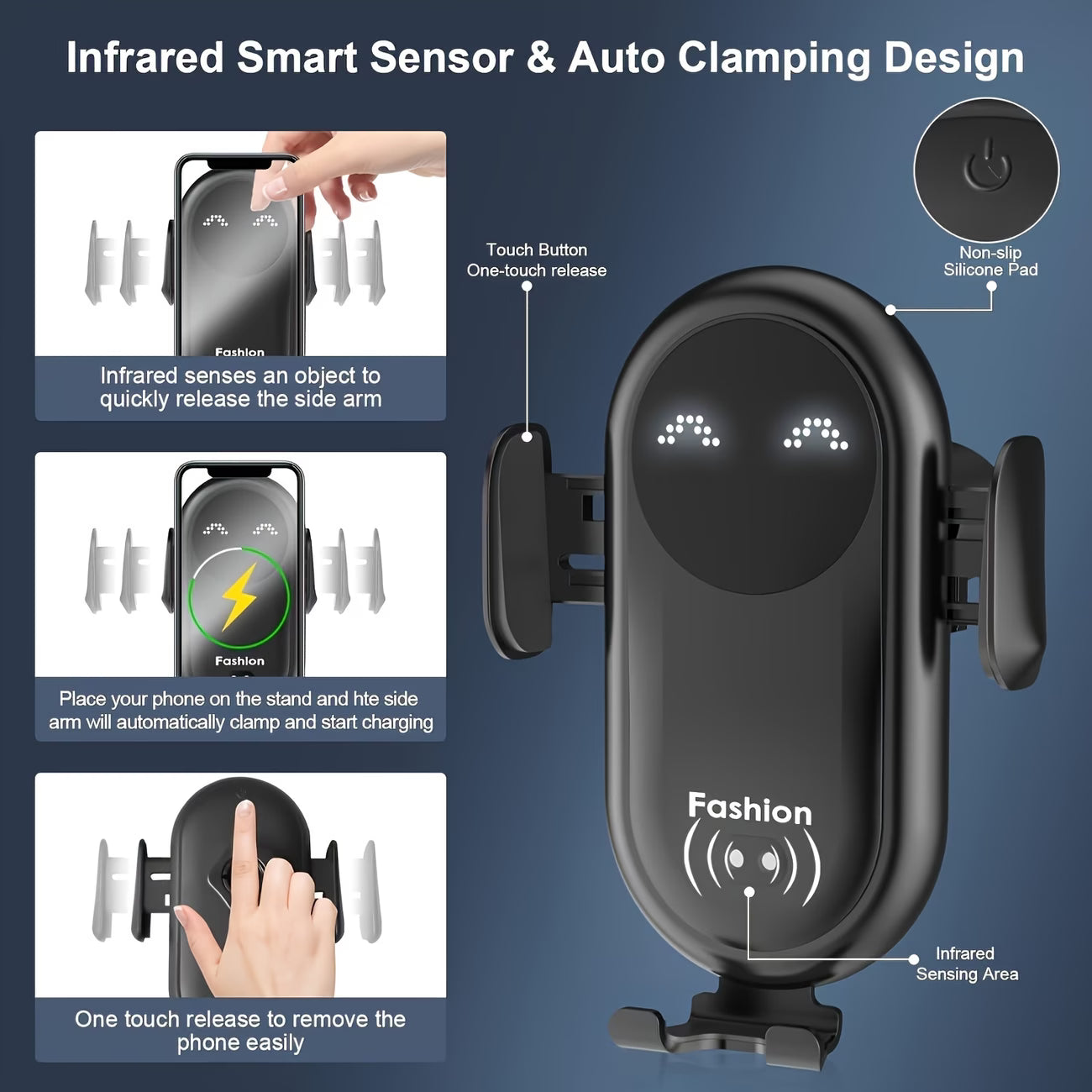 Wireless Car Charger with Auto-Clamp