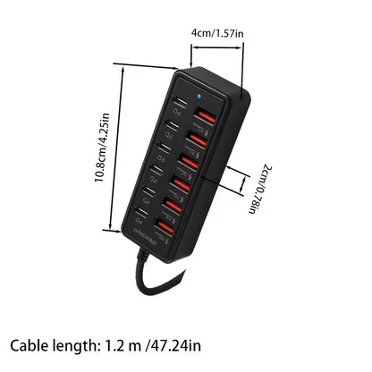 12-Port USB Fast Charging Station