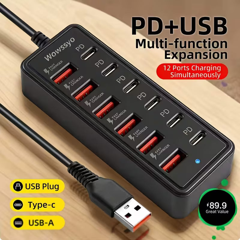 12-Port USB Fast Charging Station