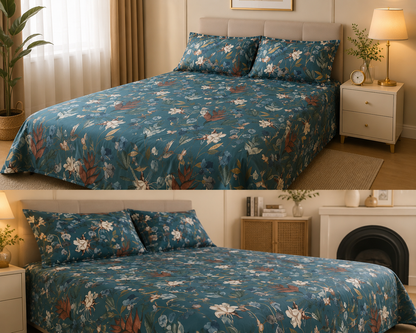 Floral Double Bed Sheet Set with 2 Pillowcases