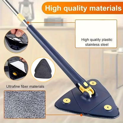 Triangle 360° Rotating Mop with 2 Replacement Pads